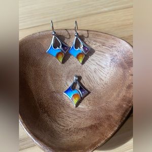 Vintage sterling silver dangle drop earring set